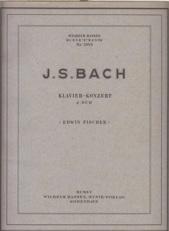 Keyboard Concerto in A major (Edwin Fischer, ed.) - 2 Piano Score
