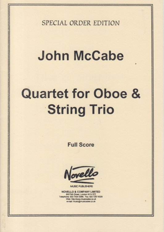 Quartet for Oboe & String Trio - Full Score