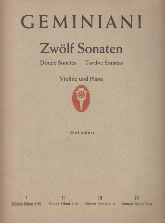 Sonatas Op.1 Nos.1-3 for Violin and basso continuo