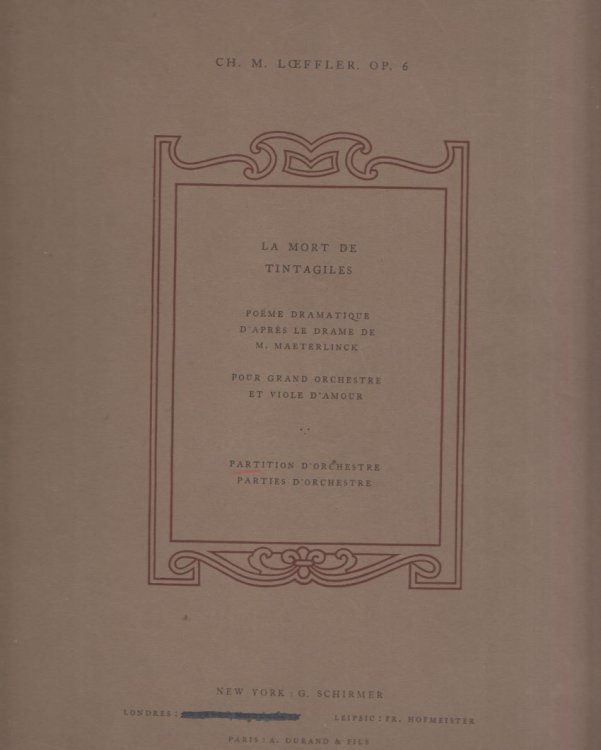 La Mort de Tintagiles, Poeme Dramatique, Op.6 - Full Score