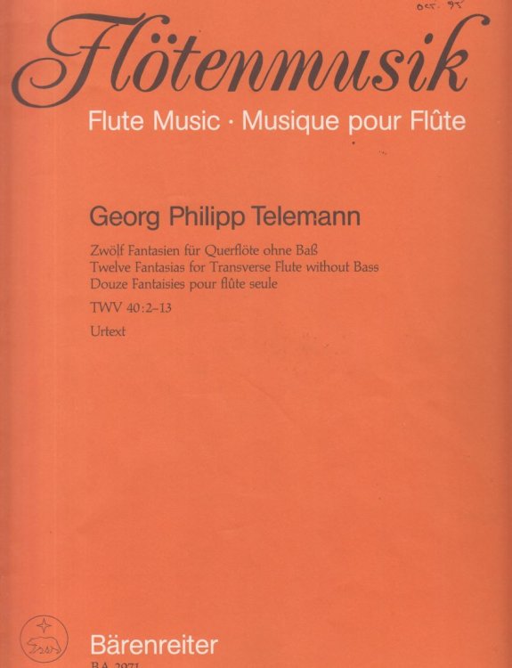 Twelve Fantasias for Flute solo, TWV 40: 2-13