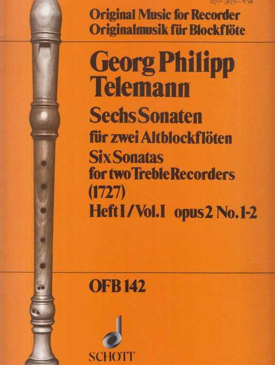 Six Sonatas for Two Treble Recorders, Op.2 Nos.1 & 2