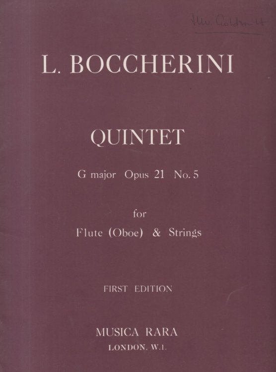 Quintet in G major, Op.21 No.5 for Flute (Oboe) & Strings
