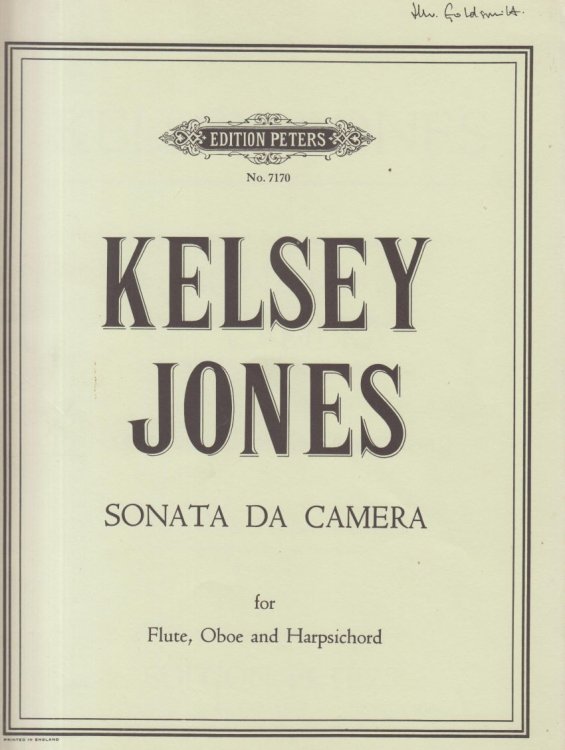 Sonata da Camera for Flute, Oboe and Harpsichord - Set of Parts