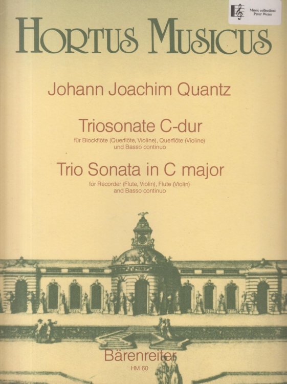 Trio Sonata in C major for Recorder (Flute, Violin), Flute (Violin) and Basso Continuo - Set of Parts