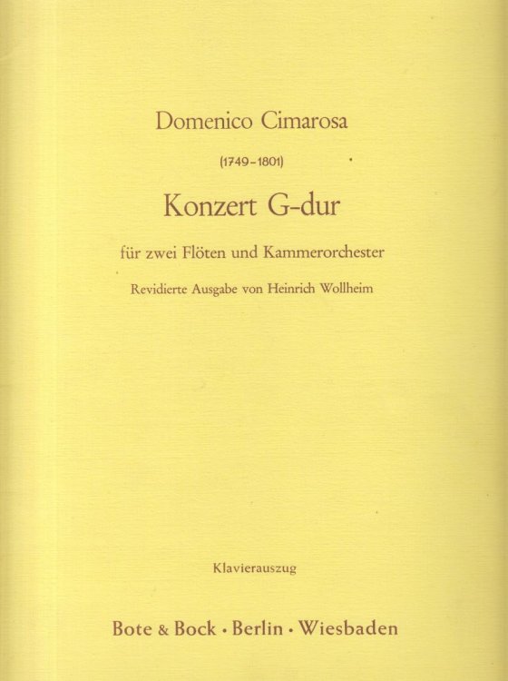 Concerto in G major for Two Flutes - Piano Reduction