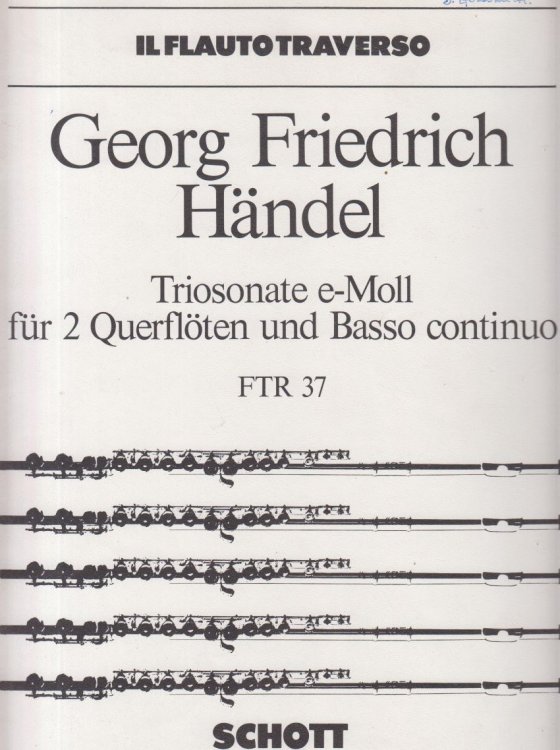 Trio Sonata in e minor HWV 395 for 2 Flutes and Basso continuo - Set of Parts