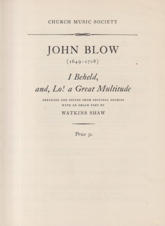 I Beheld, and, Lo! a Great Multitude - Vocal Score cT,T.B.B