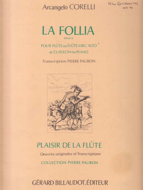 La Follia, Op.5 for Flute (or Treble Recorder) and Harpsichord (or Piano)