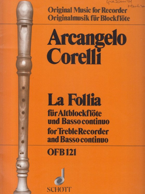 La Follia for Treble Recorder and Basso continuo