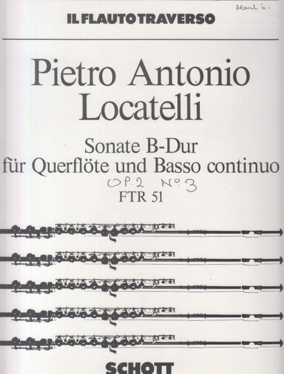 Sonata in B flat for Flute and Basso continuo, Op.2 No.3