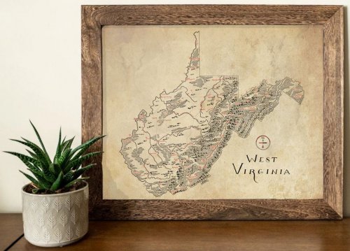 West Virginia Aged Map 16x20