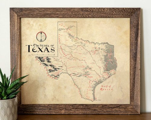 Texas Aged Map 16x20