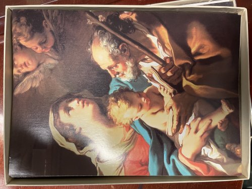 Mary, Joseph, and Baby Jesus: Jesus Reading Scripture with Mary Looking at the Angels