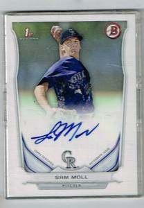 2014 Bowman Retail Prospect Autographs #PA-SM Sam Moll Colorado Rockies Auto 4f3