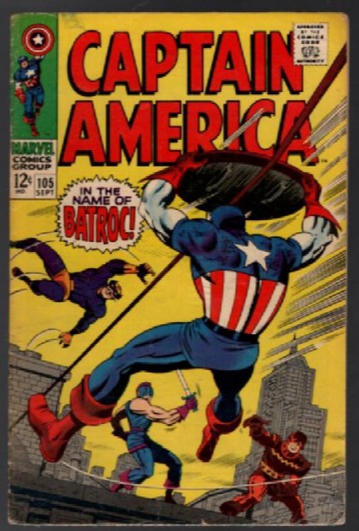 Captain America #105 - Living Laser, Batroc & Swordsman App (Marvel, 1968)