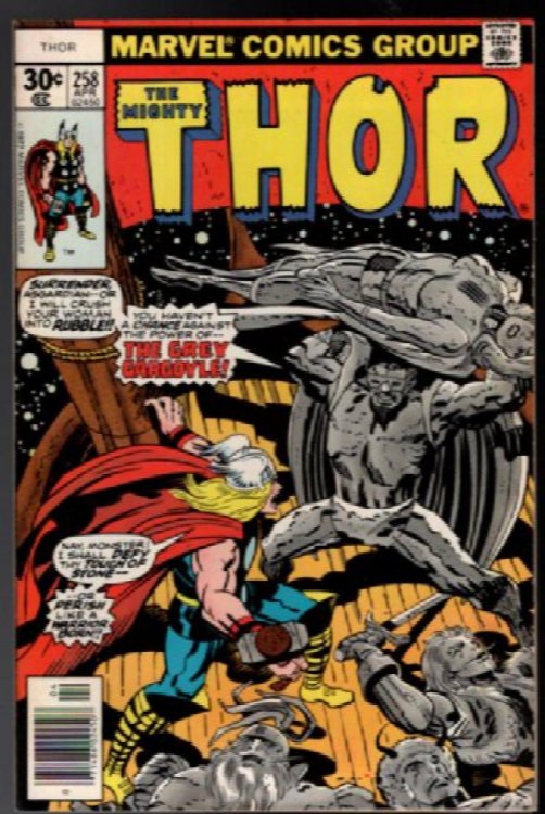 THE MIGHTY THOR #258 (Marvel Comics 1977) Jack Kirby Newsstand vs Grey Gargoyle