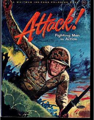 1964 ATTACK ! Fighting Men in Action Coloring Book 128-Page Whitman #1118