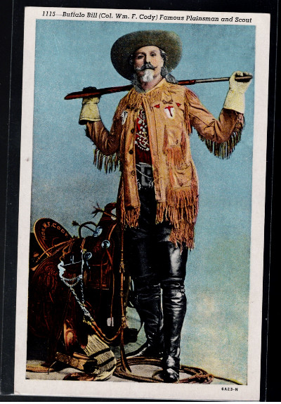 BUFFALO BILL WM F CODY 1946 LINEN POSTCARD CODY WYOMING
