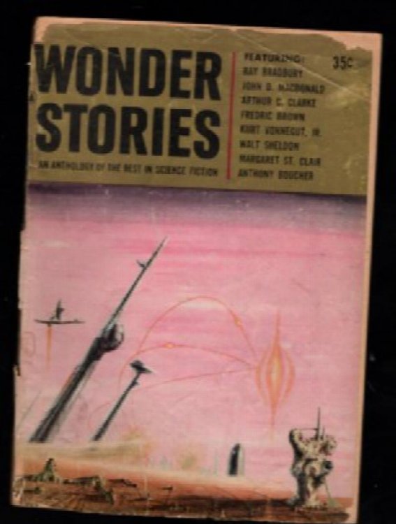 Wonder Stories 1957-Bradbury-MacDonald-Clarke-Vonnegut-pulp sci-fi-