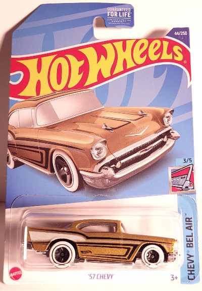 2022 Hot Wheels, '57 Chevy #44/250, Gold.HW CHEVY BEL AIR 3/5 Series,, MOC