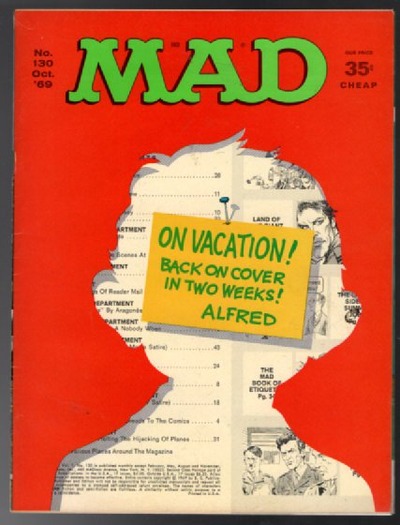 Vintage MAD Magazine #130 (October 1969) On Vacation - No Alfred Neuman Cover