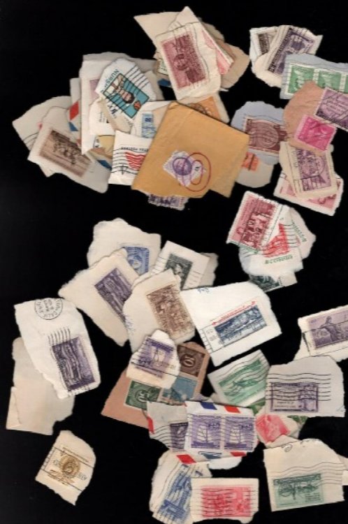 Over 60 cancelled stamps