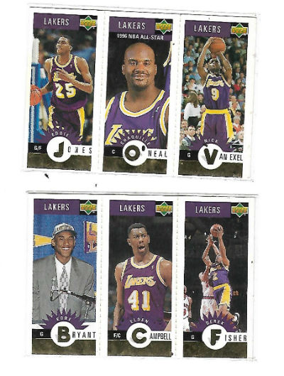 2 Lakers trading cards: Card L1:KOBE BRYANT 1996-97 UD COLLECTORS CHOICE ROOKIE MINI GOLD LOS ANGELES LAKERS RC Card L2