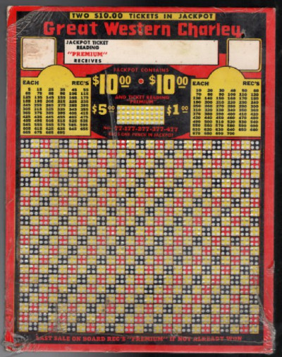 Vintage Great Western Charley Punchboard, unused sealed