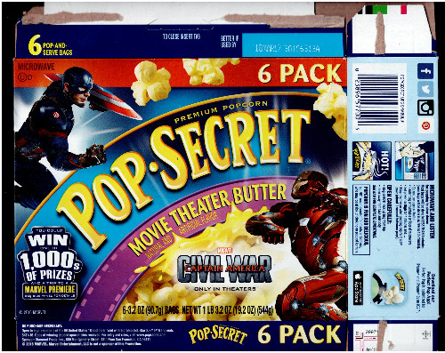 Captain America Civil War Pop-Secret Popcorn Empty Box