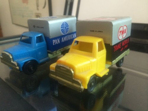 2 vintage (1960's) friction Trucks;Pan Am and TWA
