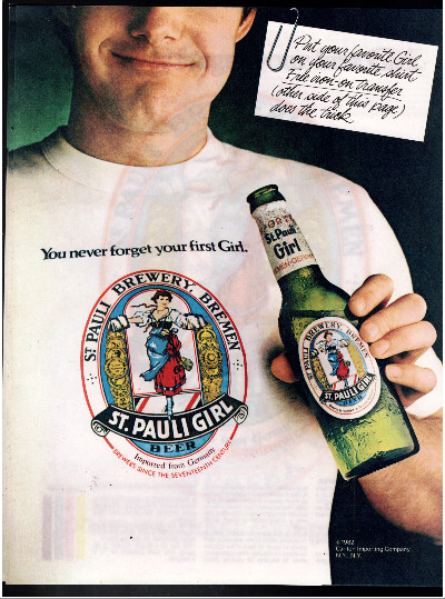 ST. PAULI GIRL Brewery 1982 Iron On Transfer - Apply To T- Shirts