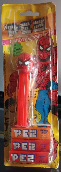 Vintage Spiderman Pez Dispenser in opened Retail Bubble Package
