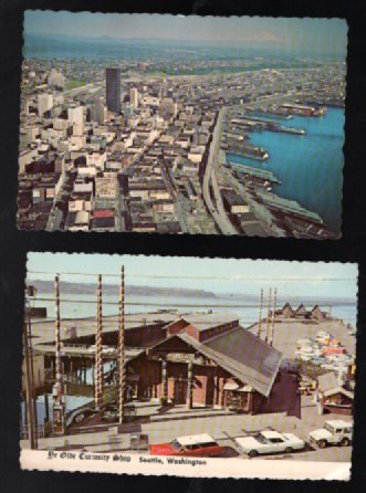 2 vintage postcards of Seattle late 60's early 70's Plus one modern one as well.