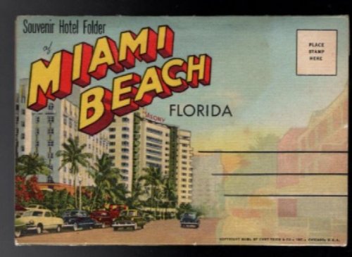 OLD SOUVENIR POSTCARD FOLDER GREETINGS from MIAMI BEACH, FLORIDA