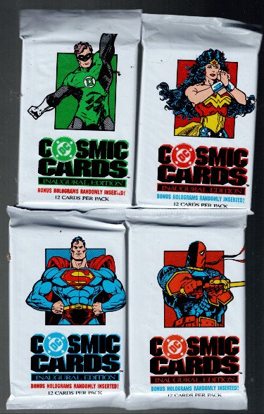 1991 Impel DC Cosmic Cards Inaugural Edition 4 Packs- Wrapper Variation Pictured