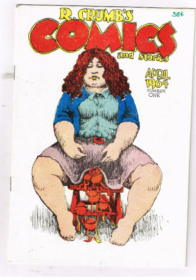 R. CRUMB'S COMICS And Stories. April 1964. Number One4th print has 0.35 USD cover price. Has matt pebble-textured cover. Has beige/ivory interior pages.