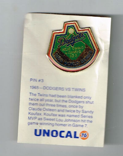 Pin #3 Dodgers vs. Twins in the 1965 World Series-one word