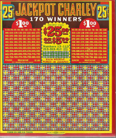 Jackpot Charley Vintage Casino Gambling Game .25 Per Punch