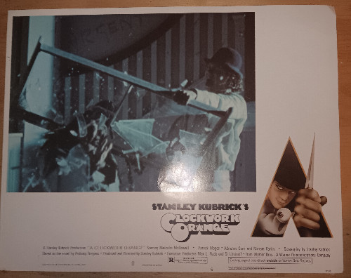 Lobby Card 1972 A CLOCKWORK ORANGE Malcolm McDowell smash glass over man