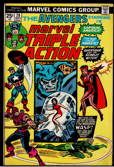 Marvel Triple Action #20 VG Marvel 1974 (Reprints Avengers 26)