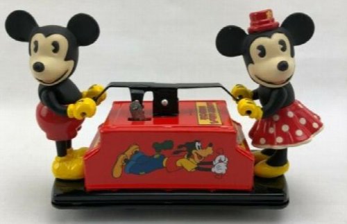 Disney Mickey & Minnie Handcar Wind-up Schylling Retro Collection in Box
