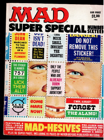 MAD SUPER SPECIAL #16 1975! MINTY FRESH DOUBLE-FOLD MAD STICKERS!