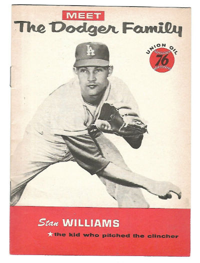 1960 Meet The Dodger Family Stan Williams Union Oil 76 Booklet Dodgers,1960