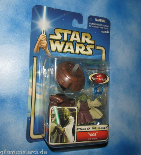 Star Wars Attack of the Clones Yoda Jedi Master With Force Action Hasbro 2002