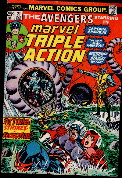 The Avengers MARVEL TRIPLE ACTION #21 - 1974 Marvel Comics - Attuma Strikes