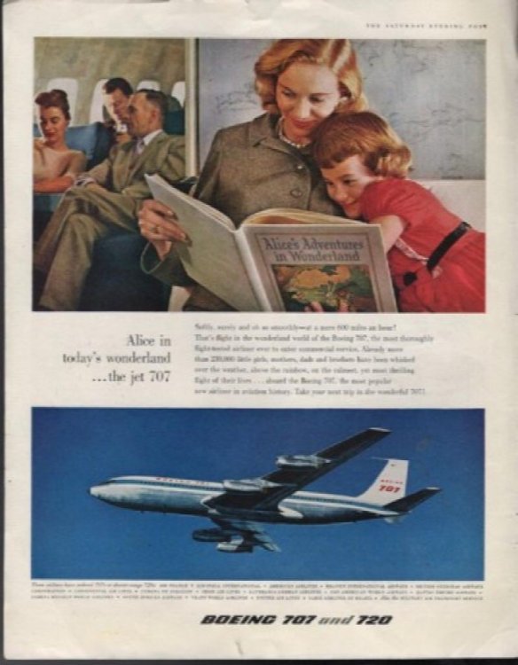 1959 Print Ad Boeing 707 and 720 Jets Passengers on a Flight Mom & Daughter Read