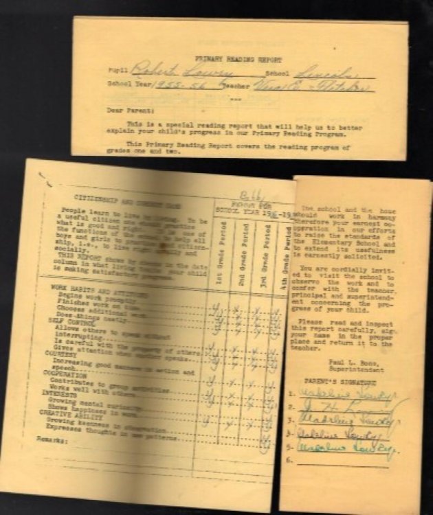several report cards from the old Days. see how Bobby is doing