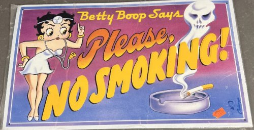 VINTAGE BETTY BOOP PLEASE NO SMOKING SIGN 8.5