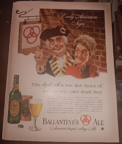 Rare 1941 Original Vintage Ballantines Ale Beer Cocktail Liquor Ad Advertisement